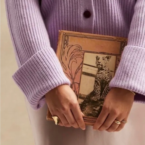 NWOT BANANA REPUBLIC LAVENDER MERINO CASHMERE CARDIGAN LARGE - Picture 3 of 8